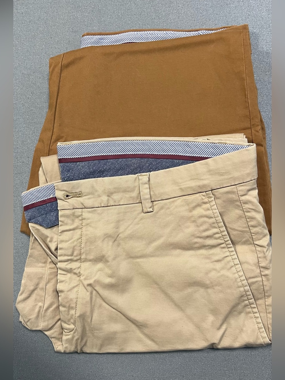 (2) 38x32 Joseph Abboud Khaki & Camel Flat-Front Chino Pants